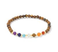 JENCVNL 7 Chakra Crystal Bracelet, 4mm Beaded Bracelet Natural Stone Crystal Bracelets Chakra Yoga Bracelets for Women Teen Girls (Tiger Eyes-Stretch)