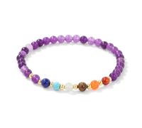 JENCVNL 7 Chakra Crystal Bracelet, 4mm Stretch Beaded Bracelet Natural Stone Crystal Bracelet Chakra Yoga Bracelet for Women Men (Amethyst)