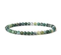JENCVNL Natural Gemstone Bead Bracelet 4mm Round Watercress Agate Stone Bracelet Handmade Womens Mens Stretch Bracelets Festival Accessories
