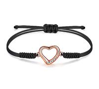 JENDEAR SHINE Heart Bracelet for Women, Hand Braided Rope Zirconia Charm Bracelet, Mother's Day Birthday Love Friendship Gift for Mom Women Girls