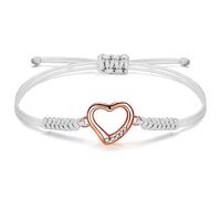 JENDEAR SHINE Heart Bracelet for Women, Hand Braided Rope Zirconia Charm Bracelet, Mother's Day Birthday Love Friendship Gift for Mom Women Girls