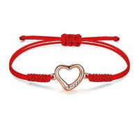 JENDEAR SHINE Heart Bracelet for Women, Hand Braided Rope Zirconia Charm Bracelet, Mother's Day Birthday Love Friendship Gift for Mom Women Girls