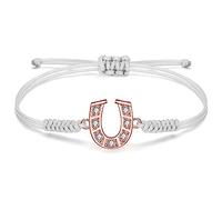 JENDEAR SHINE Horseshoe Bracelet for Women, Hand Braided Rope Lucky Horseshoe Charm Bracelet, Birthday Gift for Women Girl Sister Friends