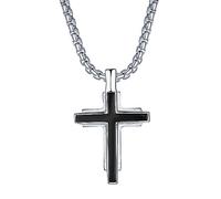 JENDEAR SHINE Men's Cross Necklace, Cross Pendant With Steel Chain/Wax Rope Chain, Communion Necklaces Religious Jewelry for Men