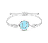 JENDEAR SHINE Women's Bracelet 925 Sterling Silver, Adjustable Handmade Rope Chain with Enamel Pendant, Birthday Gift for Women Girls, 24 cm, Sterling Silver