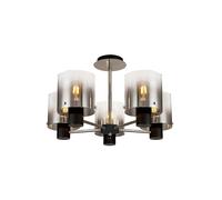 Jene 5 Light Semi-Flush Ceiling Light - Polished Chrome with Smoked Glass
