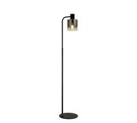 Jene Single Light Floor Lamp - Black with Smoked Glass Shade