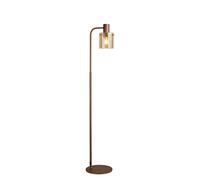 Jene Single Light Floor Lamp - Mocha with Amber Glass Shade