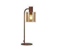 Jene Single Light Large Table Lamp - Mocha & Amber Glass