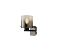Jene Single Wall Light - Black with Smoked Glass Shade