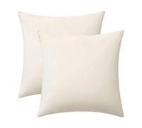 Jeneoo Comfy Soft Thick Velvet Throw Pillow Cases for Sofa Couch, Decorative Solid Square Cushion Covers for Bedroom Car (Off White, 18 x 18 Inches, 2 Pieces