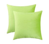 Jeneoo Comfy Soft Thick Velvet Throw Pillow Cases for Sofa Couch, Decorative Solid Square Cushion Covers for Bedroom Car (Lime Green, 18 x 18 Inches, 2 Pieces)