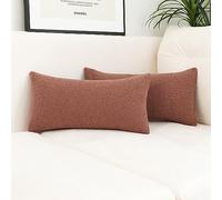 Jeneoo Dusty Rose Decorative Lumbar Thick Throw Pillow Covers Fine Textured Boucle Couch Cushion Case for Sofa Decor, Set of 2, 12 x 20 Inch
