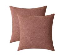 Jeneoo Dusty Rose Decorative Square Thick Throw Pillow Covers Fine Textured Boucle Couch Cushion Case for Sofa Decor, Set of 2, 16 x 16 Inch