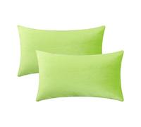 Jeneoo Set of 2 Comfy Soft Velvet Lumbar Throw Pillow Cases for Sofa Couch, Decorative Solid Rectangle Cushion Covers for Bedroom Car (12 x 20 Inches, Lime Green)