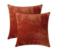 Jeneoo Terracotta Decorative Throw Pillow Covers Soft Chenille Comfy Solid Rust Couch Cushion Case Decor (Set of 2, 18 x 18 Inches)