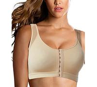 Jengo Post Surgery Bra Surgical Bra Compression Sports Bra Front Closure Bras for Women Close Breast Augmentation Bra Wireless (Nude, X-Large)
