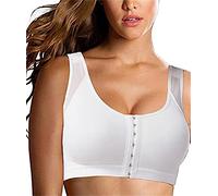 Jengo Post Surgery Bra Surgical Bra Compression Sports Bra Front Closure Bras for Women Close Breast Augmentation Bra Wireless White