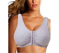 Jengo Post Surgical Bra - Front Closure, Sports Bra, Mastectomy Bra, Wirefree for Women - Grey