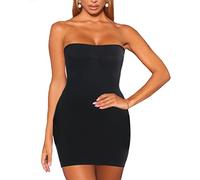 Jengo Tummy Control Strapless Shapewear Slips for Under Dresses Full Silps Slimming Dresses Built in Bra Shapewear Dress Black, L