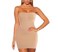 Jengo Tummy Control Strapless Shapewear Slips for Under Dresses Full Silps Slimming Dresses Built in Bra Shapewear Dress Beige