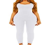 Jengo Yoga One Piece Outfits Full Body Jumpsuits Tank Top Rompers Bodycon Bodysuit Workout Set Catsuit Leggings (Off White, Medium)