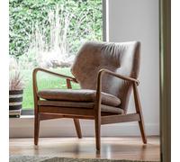 Jeni Mid Century Leather Armchair Brown