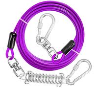jenico 25ft Dog Leash for Backyard, Heavy Duty Dog Chain with Shock Absorbing Spring, Outdoor Leash for Small Dogs up to 500 lbs