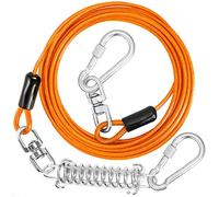 Jenico Dog Tie Out Cable, 10/15/20/30/40/50/70/100/150FT Runner Cable with Swivel Hook and Shock Spring, Yard and Camping Dog Leash Run Tether, Small to Medium Pets Up to 500 LBS