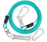 Jenico Dog Tie Out Cable - 10/15/20/30/40/50/70/100/150FT Runner Cable with Swivel Hook and Shock Spring, Outdoor and Camping Dog Leash Run Tether for Small to Medium Pets Up to 500 LBS