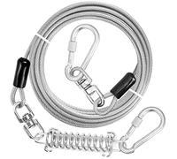 jenico Dog Tie Out Cable, 10/15/20/30/40/50/70/100/150FT Runner Cable with Swivel Hook and Shock Spring, Dog Leash Run Tether for Yard Outdoor and Camping,for Small to Medium Pets Up to 500 LBS