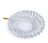 jenifer2015 Crystal Cut Glass Round Ashtray Ash Tray7.67" / Large Ashtray Smoke Collectible Tribal Decoration