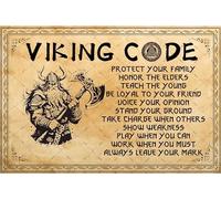 Jenifu Viking Code Sign Viking Wall Decor Viking Signs Inspirational Viking Warrior Metal Tin Signs Samurai Poster Inspirational Quotes Viking Gifts For Men For Home Living Room Bar Tin Signs 8x12