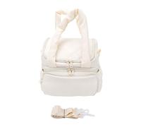 Jenivaint Double Deck Lunch Bag, Dual-Zone Insulation, Flat-Lay Opening, | Insulated Meal Tote With Dual-Zone Hot Cold Separation, 180-Degree Wide-Open Tray Design, Detachable Crossbody Strap, Padded