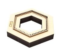 Jenivaint Hexagonal Coaster Cutting Die, Solid Wood Base with Carbon | Leather Crafting Template, Precision Cut for Paper Fabric Rubber Clay, Durable Raised Metal Surface, Reusable Wood Mold Tool