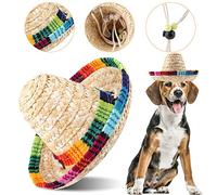 Jenivaint Straw Sombrero for Small Pets, Adjustable Cat Dog Hat with | Straw Woven, Lightweight, 6.3in Diameter, Pet Party Decoration, Fits Puppies and Cats