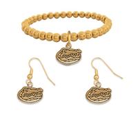 Jenkins Enterprises Jewelry Set - Gold Tone Bracelet & Earrings - Lightweight Team Logo Jewelry - Official NCAA Licensed South Gift Set for Women & Fans, Large, Metal, No Gemstone