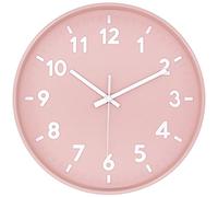 JENLYSTIME 12 Inch 3D Number Modern Wall Clock,Round Bright Colorful Dial,Non Ticking Silent Quartz Battery Operated Wall Clocks,Easy to Read Simple Style Decor Clock for Bedroom,LivingRoom(Pink)