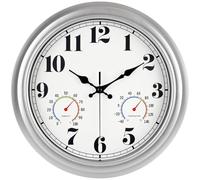 JENLYSTIME 12 Inch Retro Humidity Wall Clock(Silver)