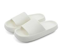 JENN ARDOR Pillow Slippers for Women and Men - Extra Soft Thick Sole Non-Slip Slides, Open Toe Cloud Sandals for House Bathroom Beach Spa, Beige, 8-8.5 Women/7-7.5 Men