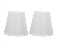 Jenngaoo 2Pcs Lamp Shades, European Style Barrel Fabric Clip On Lampshade for E14 Screw Chandelier Wall Light Floor Lamp Replacement, Small Cloth Light Cover - 3.6x5.6x5.1in, White