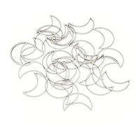 Jenngaoo 30Pcs Moon Shaped Open Bezel Settings - Silver Tone Metal Pendant Blanks for Resin & Cabochon Jewellery Making, Hollow DIY Craft Findings(S)