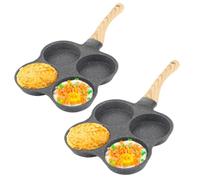 Jenngaoo 4-Cup Egg Frying Pan - Non-Stick Omelette Pan for Induction Hob & Gas Hob, Aluminium Multi-Hole Breakfast Pan for Eggs, Bacon, Pancakes - 4 Egg Fryer Pan for Family Breakfast (Pack of 2)