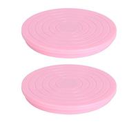 Jenngaoo 5.5 Inch Rotating Cake Turntable, 2Pcs Mini 360 Degree Base Stand Display Swivel Baking Tools Cupcake Decorating Supplies - Pink