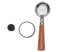Jenngaoo 58mm Bottomless Portafilter, 3 Ear Design Universal Coffee Portafilter with Double Cup Filter Basket Stainless Steel & Solid Wood Handle for Espresso Machines Professional