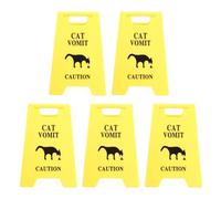 Jenngaoo 5PCS Cat Vomit Caution Sign, Funny Durable ABS Plastic Pet Warning Vomiting Sign 2.64x3.94 Inches for Pet-Friendly Homes and Owners (Cat)