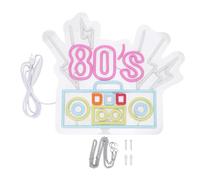 Jenngaoo 80's Neon Sign, Multi Color LED Strip Light with Acrylic Panel, Retro Wall Decor for Bedroom Game Room Bar Party Shop Cafe