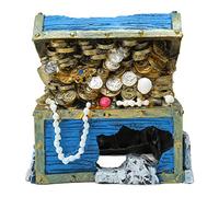 Jenngaoo Aquarium Treasure Chest Ornament, Resin Hideaway Decoration Box for Fish Tank Landscape, Blue Color, Small Size for Freshwater and Saltwater Aquariums