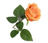 Jenngaoo Artificial Single Rose With Stem, Silk Roses Artificial Flowers Preserved Flower for Wedding Anniversary Party Hotel Office Bouquet Decoration (Orange)