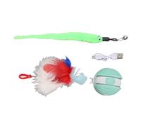 Jenngaoo Automatic Interactive Cat Toy Ball, Rechargeable Plastic Auto Dodging Escape Ball with Light Beam Motion Sensor, 2.36inch Kitty Play Toy for Indoor Home Cat Cafe Kitten (Green)